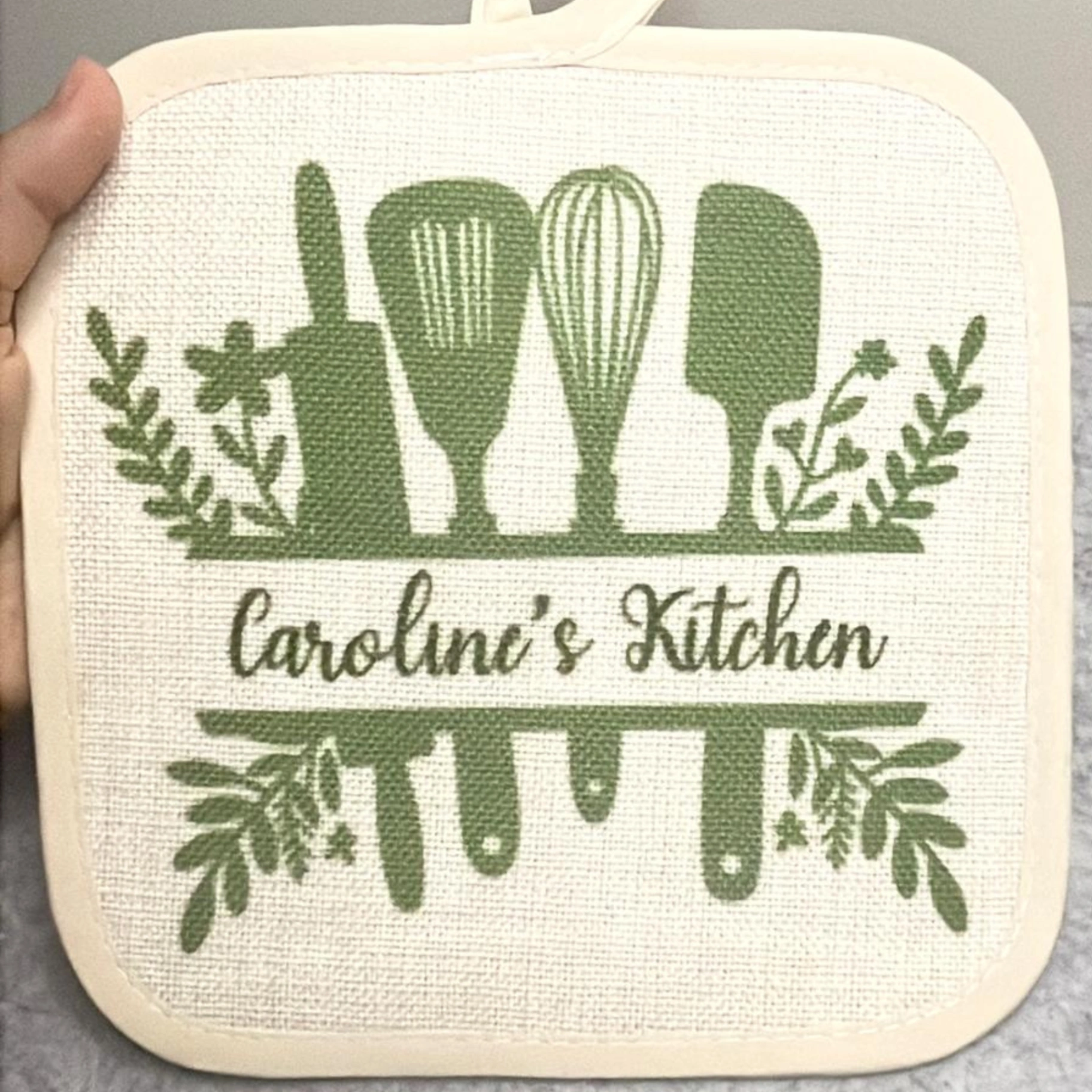 Dessous de Plat Personnalisé Avec Texte en Coton & Lin